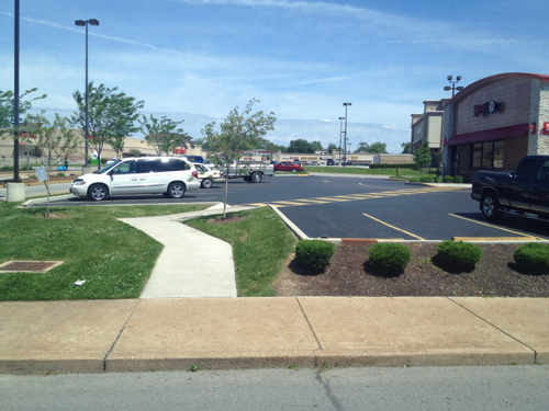 The ADA route from the public sidewalk to the suburban-style Wendy's