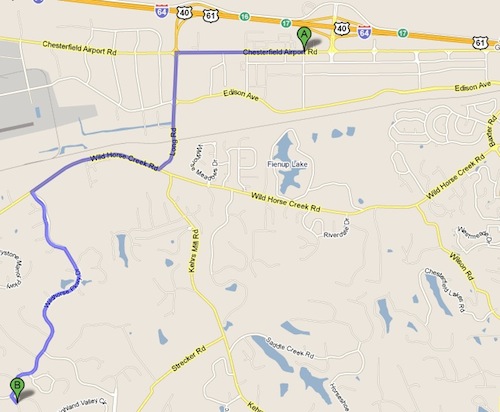 myrtlewoodshopping41 ABOVE: 4.1 mile route to "nearby" shopping