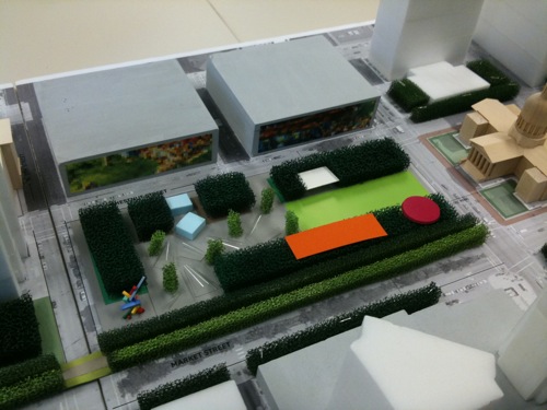 ABOVE: Model of Kiener Plaza