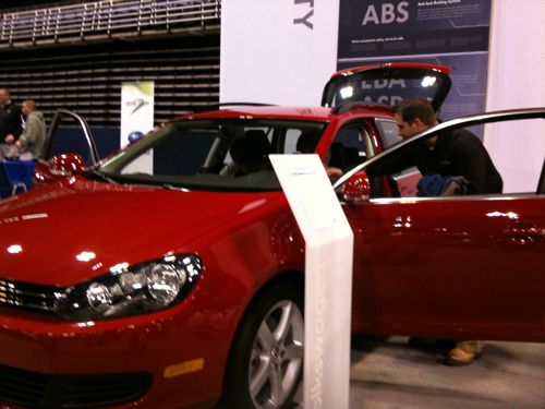 Visitors to the 2011 St. Louis Auto Show check out a Volkswagen Jetta SportWagen TDI