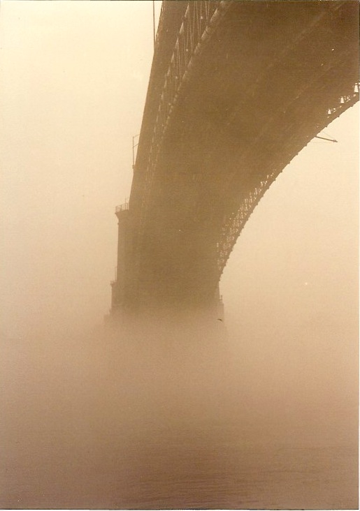 Eads Bridge in fog 1991