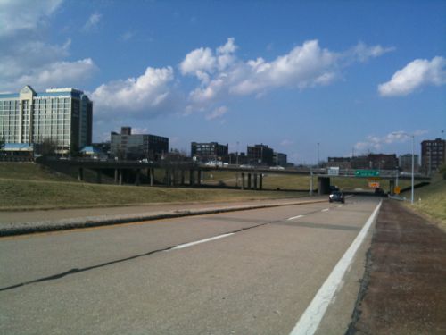 Only part of a planned highway loop around downtown was built, a huge waste of land to the west of Union Station.