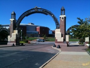 Entrance marker to Harris-Stowe State University. Compton and what was once Laclede Ave