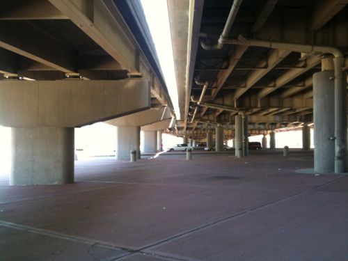 This divides  the historic Laclede's Landing from downtown. 