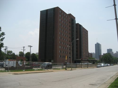 The last high-rise tower from the Cochran Gardens project was razed in 2011