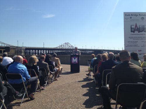 Metro Board Chair speaking at the Eads Bridge Rehabilitation Kick Off on May 22nd, 2012