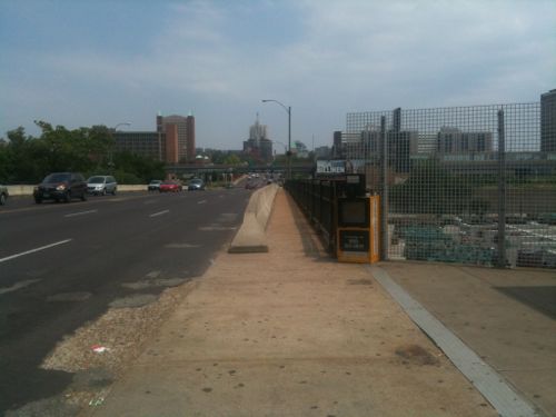 Looking north from the old transit stop, June 2010