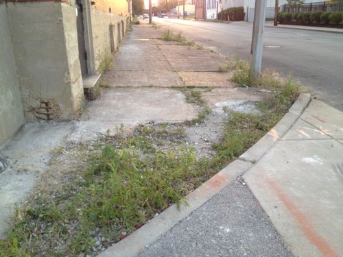 ABOVE: Solae's contractor left a wide gap between old and new sidewalk on Duncan