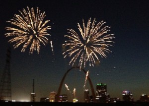 ABOVE: Fireworks on the 4th with the Arch and St. Louis skyline in the background. Taken with an iPhone 4S.