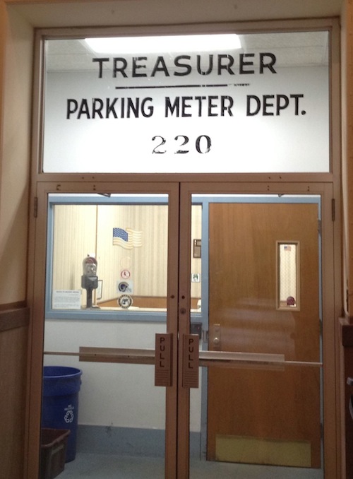 Entrance to the Treasurer's office in city hall, though the main office is a block away,