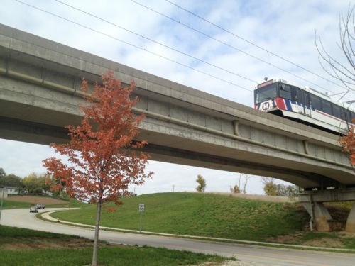 MetroLink train leaving the North Hanley station