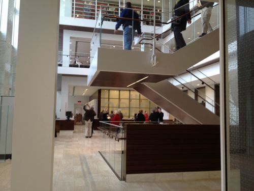 ABOVE: The atrium in the former stacks area is a very modern and welcoming area. 