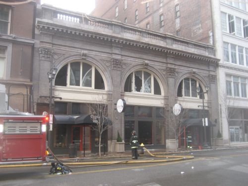 ABOVE: The morning of December 29, 2007 Copia on Washington Ave was devastated by fire.