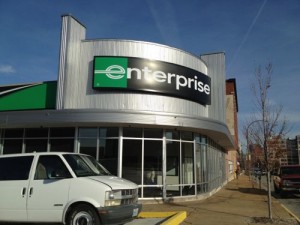ABOVE: The Enterprise Rent-A-Car location on Washington Ave, just east of Jefferson Ave  