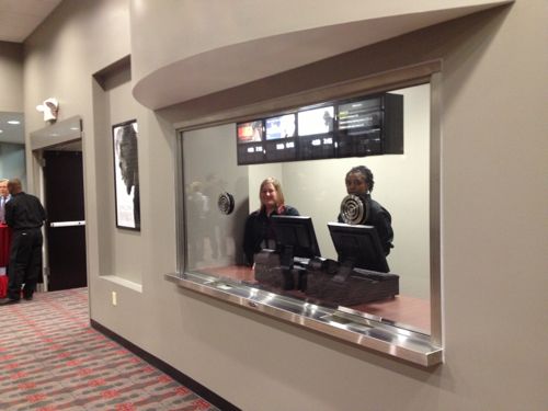 ABOVE: The ticket window at the top of the stairs