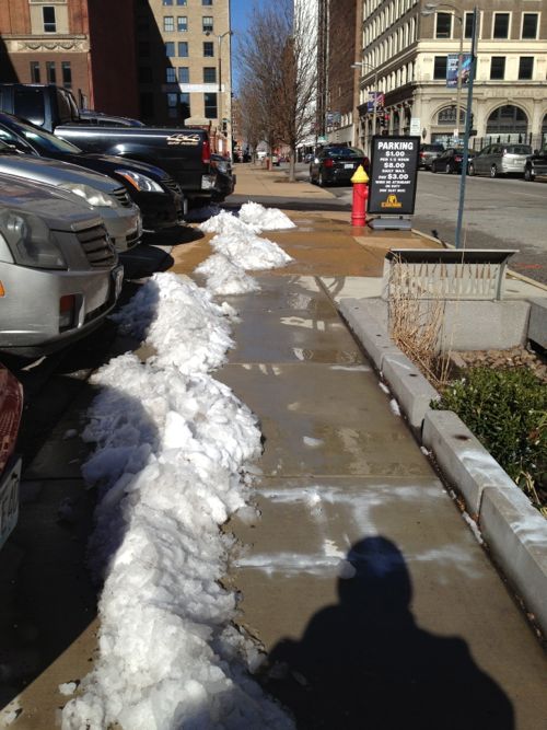 ABOVE: I'd posted this image an hour or so earlier of snow blocking the 11th street sidewalk 