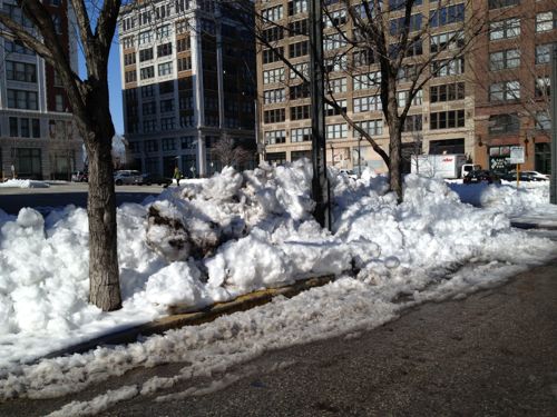 ABOVE: CPI routinely pushes snow from their parking lot onto the 16th Street sidewalk I use regularly