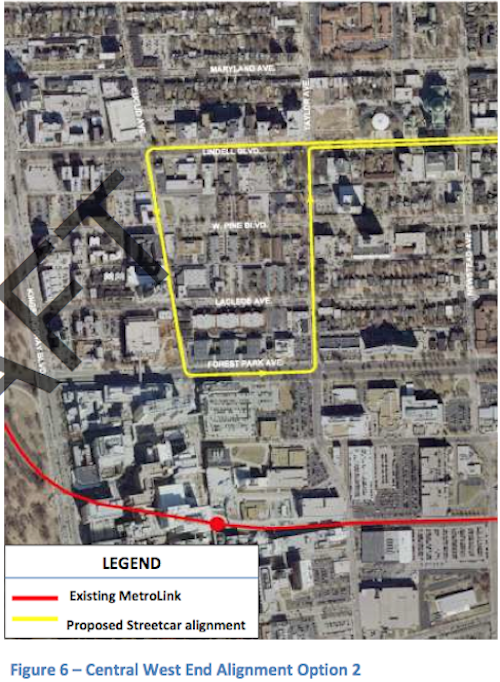 Option 2 continues to Euclid, to Forest Park Blvd to Taylor back to Lindell