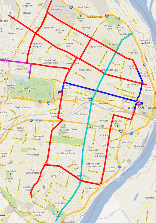 Teal = Loop Trolley Blue = Proposed Streetcar Red = Possible Future Lines