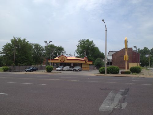 This building, owned by a person in Atlanta GA, needs to be replaced. The Church's Chicken could operate out of a storefront in a new building. 