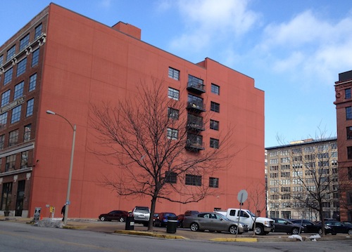 1601 Locust is a privately-owned surface parking lot next to Printers Lofts (1611 Locust). Loftworks had planned new construction to attach to Printers.  