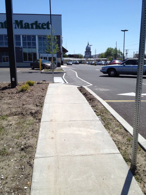 From the public sidewalk you can see the new route they added. 