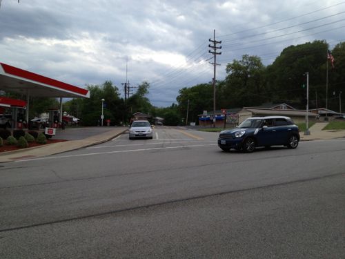 I want to cross Lansdowne Ave here but there is no curb cut or crosswalk to allow me to do so.