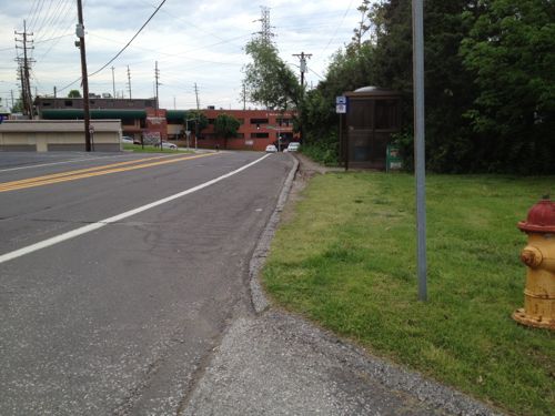 Looking back from where I'd just traveled you can see a bus stop encouraging pedestrian use of this area.