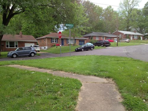 But the sidewalk doesn't continue, it turns and heads back east. 