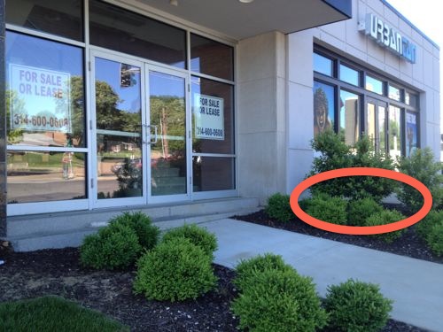 Here's the original entry again with the new sidewalk next door circled in red