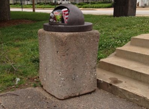 We quickly realized most of the trash cans were already overflowing with trash