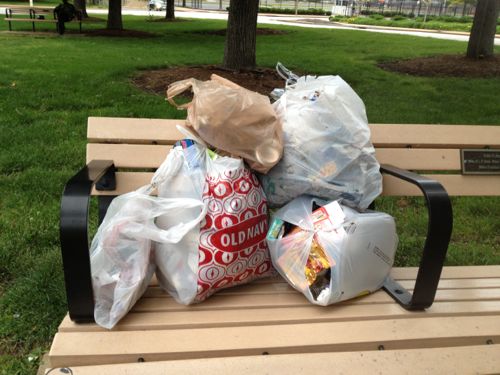 DFS collected quite a bit of trash, thankfully we found a nearby trash can that had room