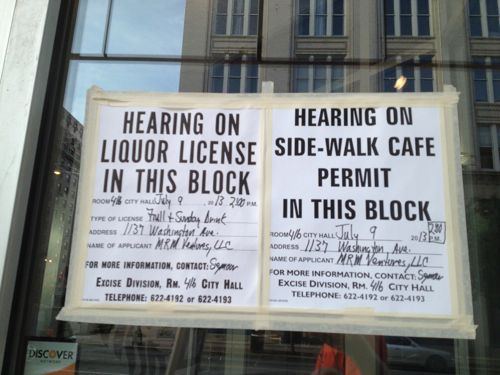 Public notices of hearings for liquor & cafe licenses 