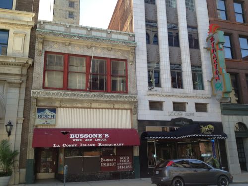 The buildings on the north side of the 10xx block of Olive are all handsome. Bussone's owns their building, perhaps downtown's oldest bar will get a new storefront?