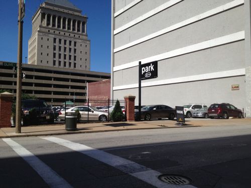 The remainder of the block, except a building facing Pine, is surface parking lots ready for new construction.  