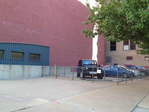 This corner has underground parking for Louderman Lofts building 