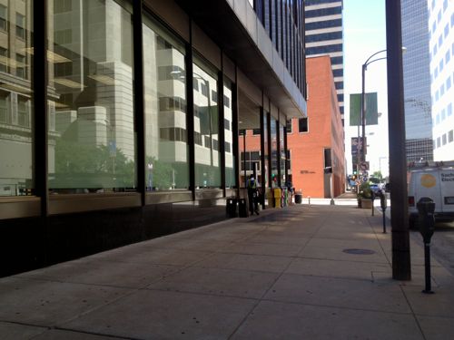 An 8th & Pine MetroLink light rail station is located on the corner of the Laclede Gas Building.  
