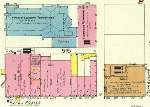 In February 1909 this block was very dense. Soon after the one open corner got a very large building. Most remained as late as 1971.