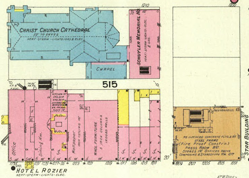 In February 1909 this block was very dense. Soon after the one open corner got a very large building. Most remained as late as 1971. 