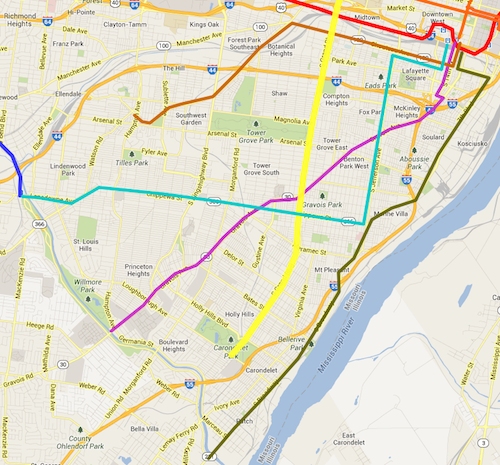 Some possible future expansions for the proposed streetcar line south from 14th @ Clark