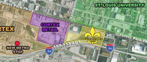 This big box development (yellow) coupled with another to the west purple will completely undo the hard work and investment of  others along the Forest Park Ave corridor