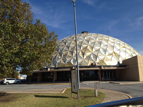 The 1958 Citizens State Bank in Oklahoma City is commonly known as the Gold Dome, click image for Wikipedia article.  