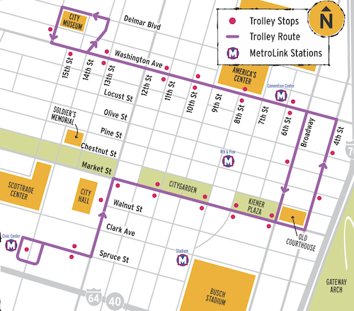 Started on July 1, 2010, the trolley route hasn't changed except the addition of one stop on Spruce at 14th. 