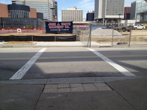 And the second crosswalk leading to a solid curb