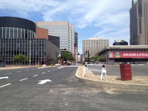 Looking north from the first building toward 7th Street we cab see no planned route for pedestrians to enter BPV from the north at the center