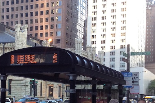 Eventually Metro will have the technology in place to show time until the next few buses, like this example from Chicago.