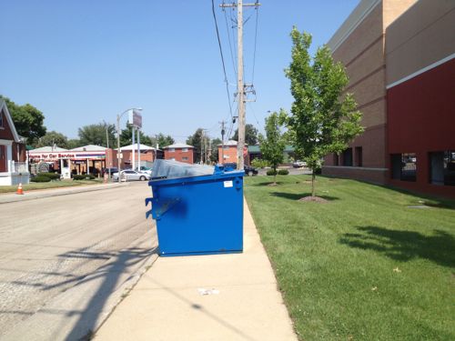 Trying to reach Chippewa along Clifton Ave behind Target I encountered a big blue obstacle blocking the sidewalk.  