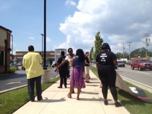 Demonstrators in front of Wendy's in Rock Hill,  August 26, 2013