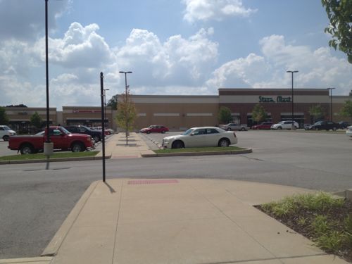 Pedestrians have a clear path to reach the Stein Mart on the far side of the development. 