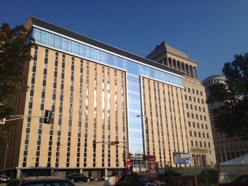 Turns out the structure was designed to have two more floors to be added later. So one tall floor was added.